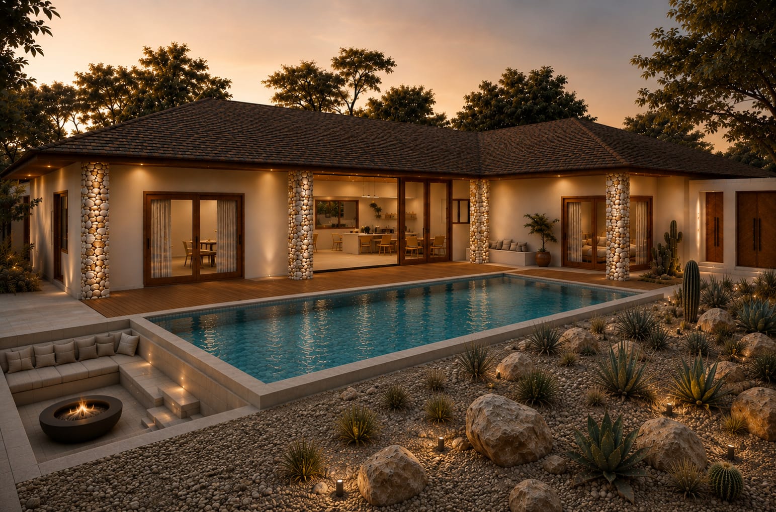 Private villa in Nemberala with pool at night, The Lontar Rote Island